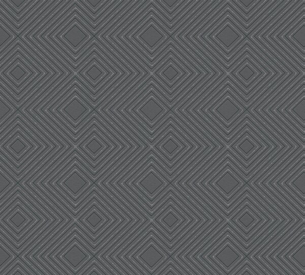 A.S. Création | Vliesová tapeta na zeď Attractive 37758-1 | 0,53 x 10,05 m | černá, metalická, šedá