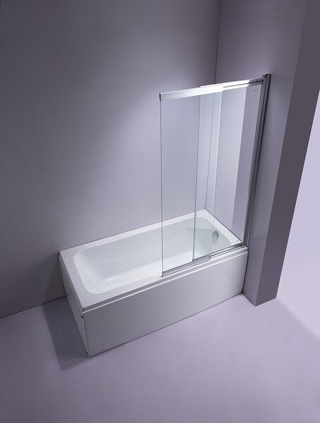 BPS-koupelny Dvoudílná vanová zástěna HYD-PR07 85x150 chrom/transparent