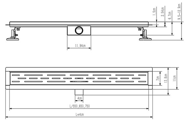 BPS-koupelny Sprchový odtokový žlab DL01 WAVE G5 HYD-2671 50 cm, černý