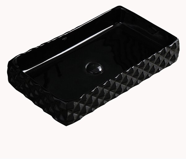 BPS-koupelny Keramické umyvadlo na desku HYD-PL-BL-605 60,5x34 cm, černé