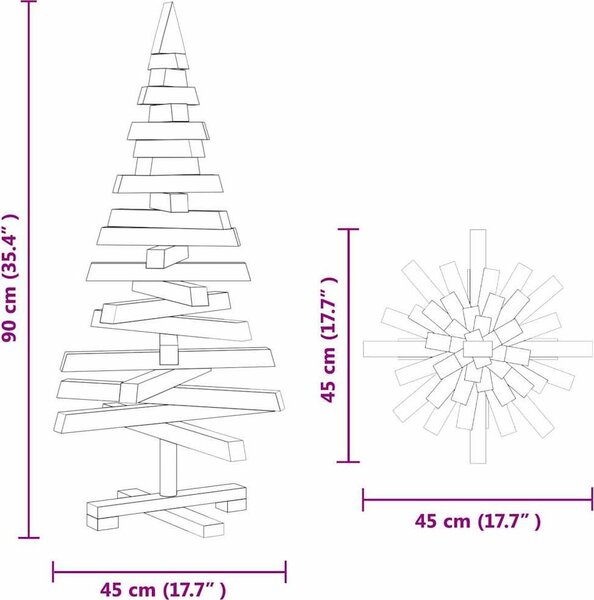 VidaXL Vánoční stromy KOTKA 90 cm Masivní borovicové dřevo Přírodní [42016710] Barva: Přírodní (bez povrchové úpravy)
