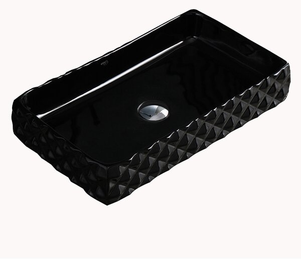 BPS-koupelny Keramické umyvadlo na desku HYD-PL-BL-605 60,5x34 cm, černé