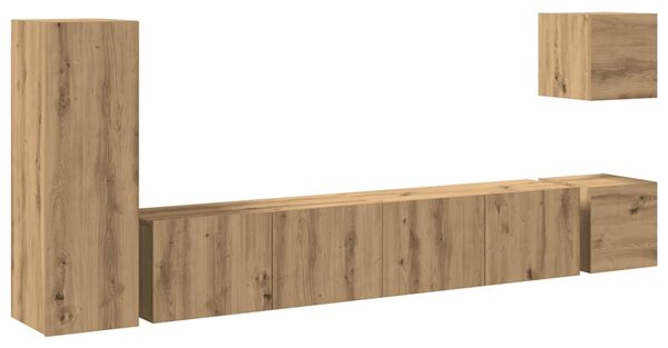 Sada 5 kusů nástěnné TV skříňka dub artisan kompozitní dřevo 3329200