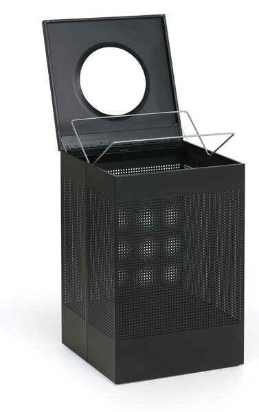 Kovový odpadkový koš, 155 l, černý