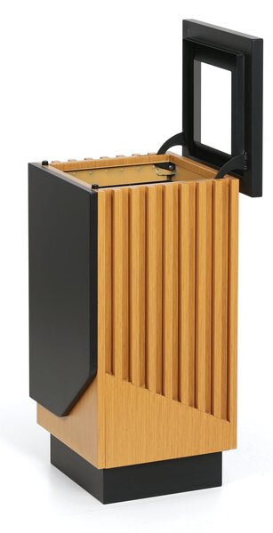 Odpadkový koš 49 l, černý/imitace dřeva