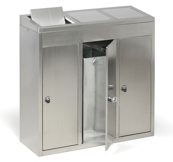 Odpadkový koš na tříděný odpad, 3x37 l, nerez