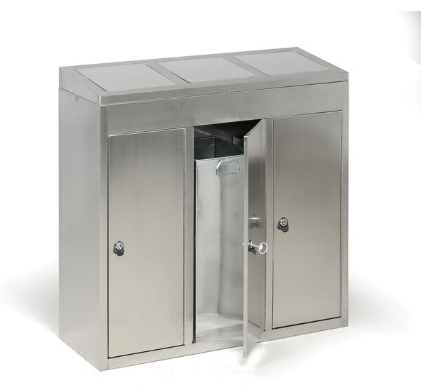 Odpadkový koš na tříděný odpad, 3x37 l, nerez