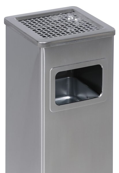 Odpadkový koš s popelníkem a vnitřní nádobou, 11,5 l, nerez