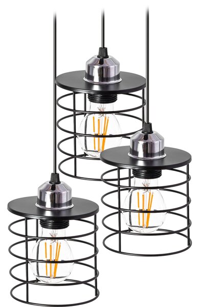 Toolight Stropní lampa zavěšená na trojitý kovový loft černý 392204