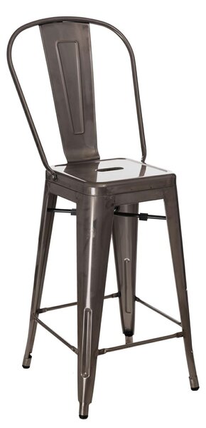Barová židle Paris Back s opěradlem metalik insp.Tolix