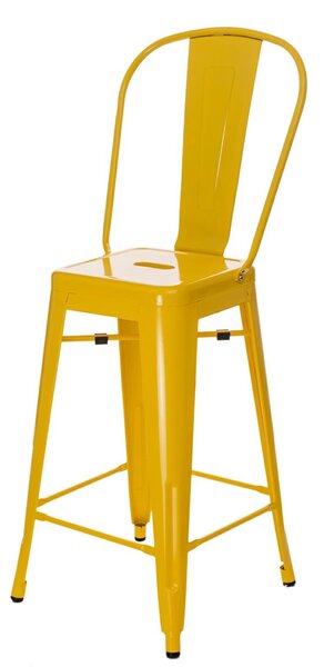 Barová židle Paris Back s opěradlem žlutá insp.Tolix