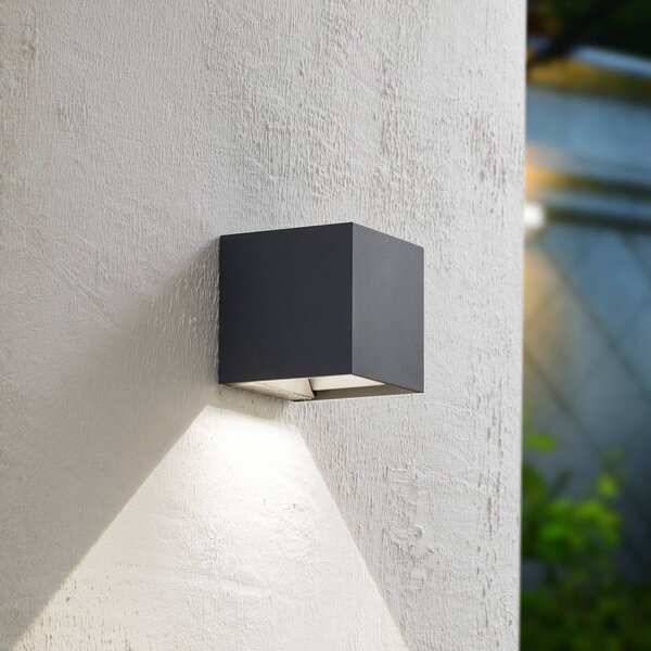 PRIOS Prios LED solární nástěnné svítidlo Lius, výška 15 cm, senzor pohybu, Černá, Hliník, Moderní