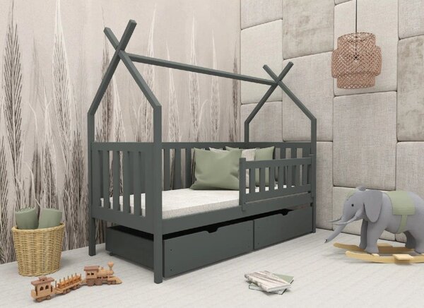Legno Dětská postel ve tvaru stanu Šimon grafit Rozměr (cm): 80x160