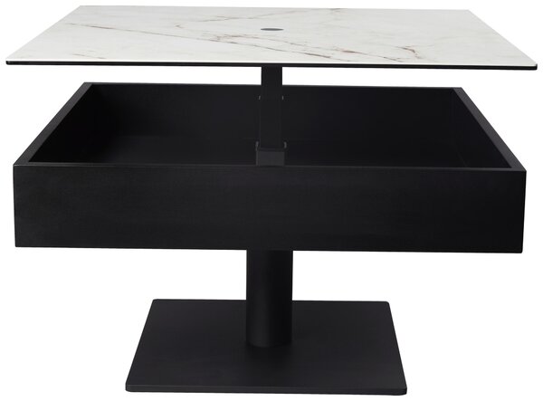 KONFERENČNÍ STOLEK, černá, bílá, kov, sklo, keramika, kompozitní dřevo, 75/75/42-57 cm Dieter Knoll - Konferenční stolky