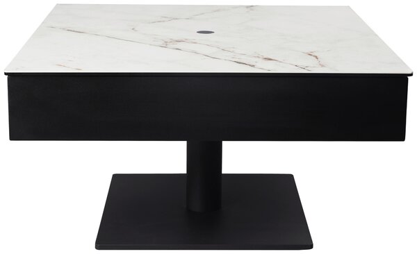 KONFERENČNÍ STOLEK, černá, bílá, kov, sklo, keramika, kompozitní dřevo, 75/75/42-57 cm Dieter Knoll - Konferenční stolky