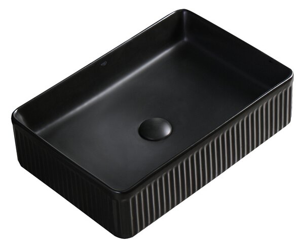 BPS-koupelny Keramické umyvadlo na desku HYD-AA-BL-500 50x34 cm, černé matné