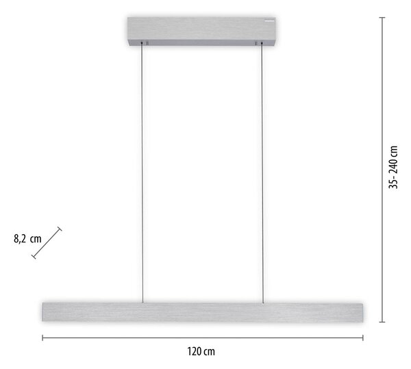 PURE LED závěsné světlo E-Motion, diamant,, stmívatelný, Hliník / šedá / zinek, Obývací pokoj / jídelna, Hliník, Moderní