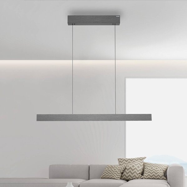 PURE LED závěsné světlo E-Motion, platina,, stmívatelný, Hliník / šedá / zinek, Obývací pokoj / jídelna, Hliník, Moderní