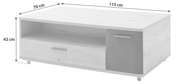 KONFERENČNÍ STOLEK, antracitová, barvy dubu, kompozitní dřevo, 115/70/42 cm Livetastic - Konferenční stolky, Online Only