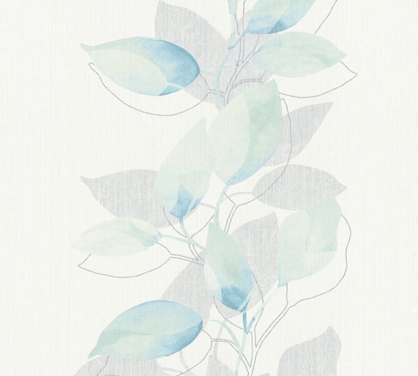 A.S. Création | Vliesová tapeta na zeď Attractive 37815-1 | 0,53 x 10,05 m | zelená, modrá, bílá, metalická