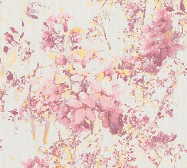 A.S. Création | Vliesová tapeta na zeď Attractive 37816-1 | 0,53 x 10,05 m | bílá, fialová, žlutá, růžová