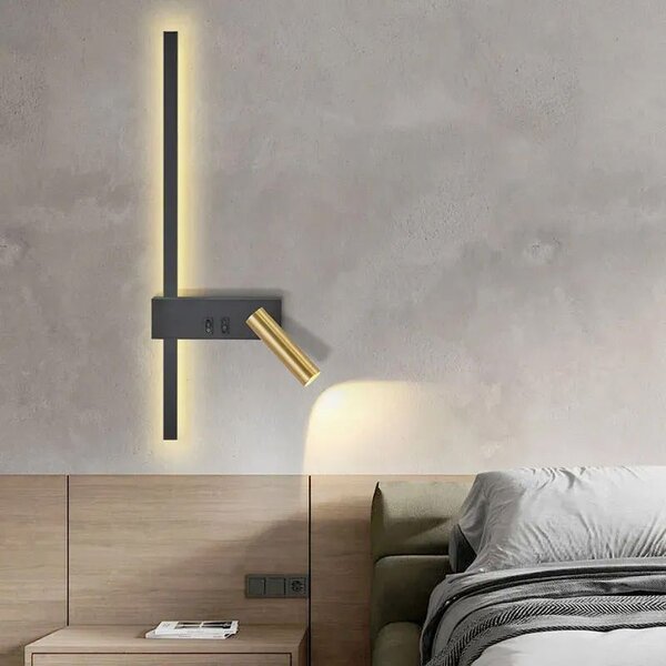 Toolight Výškově nastavitelná nástěnná lampička APP1439-W RIGHT BLACK GOLD