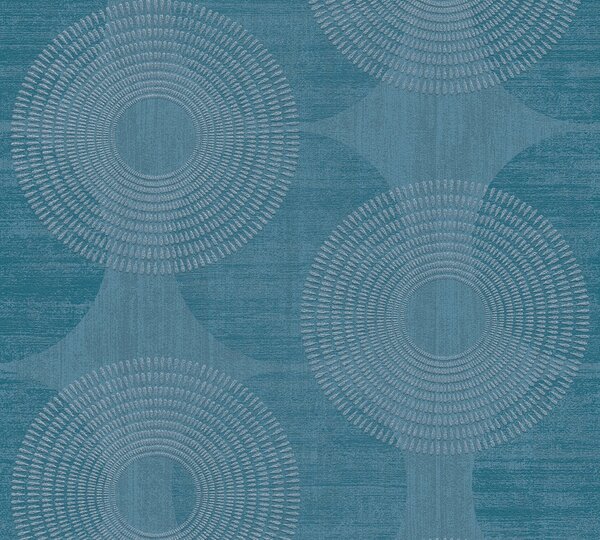 A.S. Création | Vliesová tapeta na zeď Attractive 37832-5 | 0,53 x 10,05 m | modrá, metalická