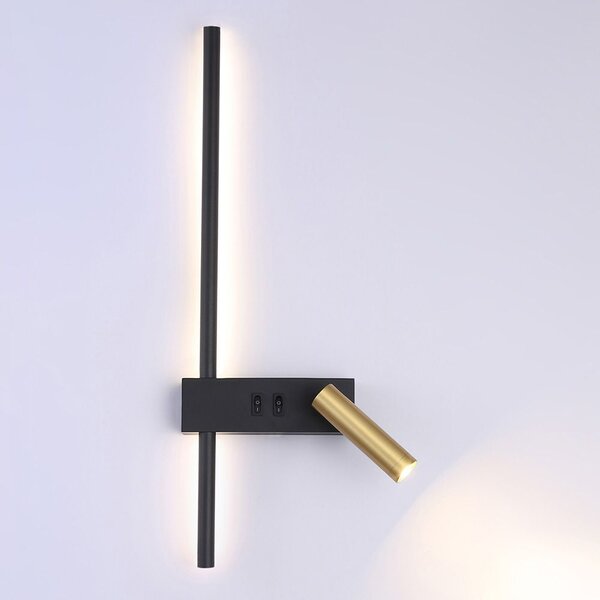 Toolight Výškově nastavitelná nástěnná lampička APP1439-W RIGHT BLACK GOLD
