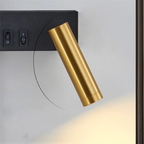 Toolight Výškově nastavitelná nástěnná lampička APP1439-W RIGHT BLACK GOLD