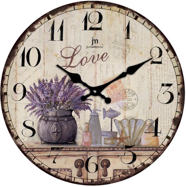 Lowell Italy Designové nástěnné hodiny 15003 Lowell, levandule