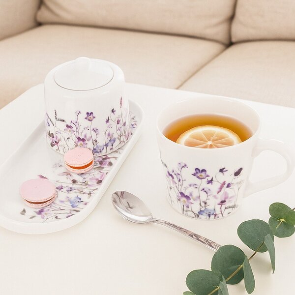 Bílý/fialový servírovací porcelánový talíř Louka – Orion