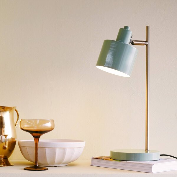 Dyberg Larsen stolní lampa Ocean, olivová, výška 43 cm, kov, Zelená, Obývací pokoj / jídelna, kov, Design