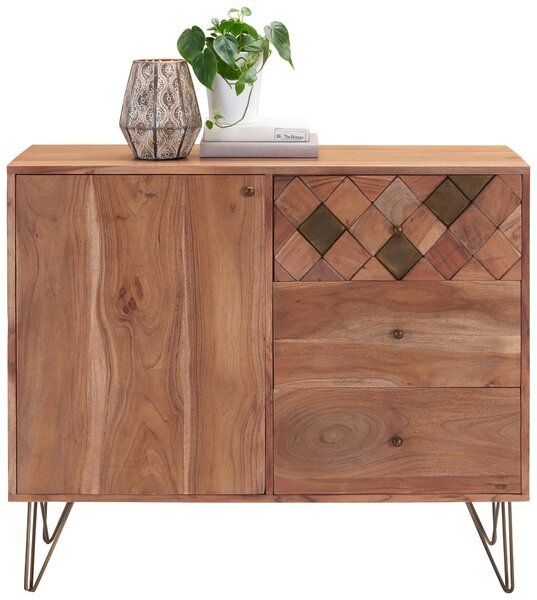 KOMODA, akácie, barvy akácie, bronzová, 105/88/40 cm Ambia Home - Široké komody