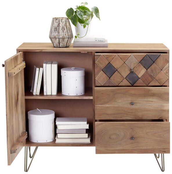KOMODA, akácie, barvy akácie, bronzová, 105/88/40 cm Ambia Home - Široké komody