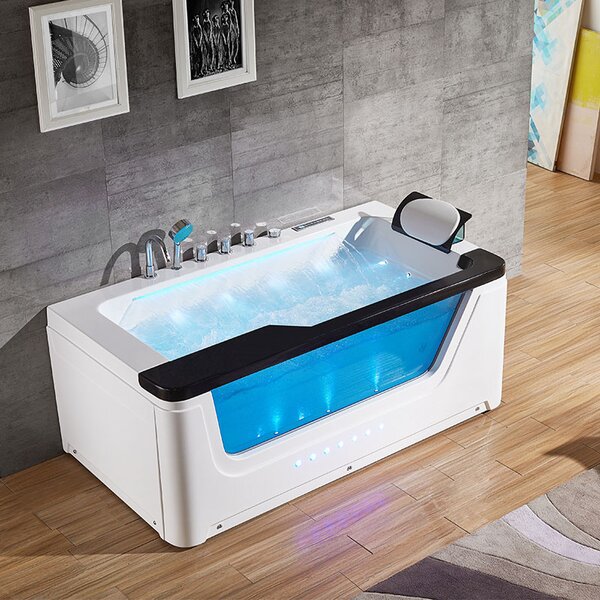 BPS-koupelny Hydromasážní vana HYD-NE912BL 170x90 ČERNÁ s ohřevem vody