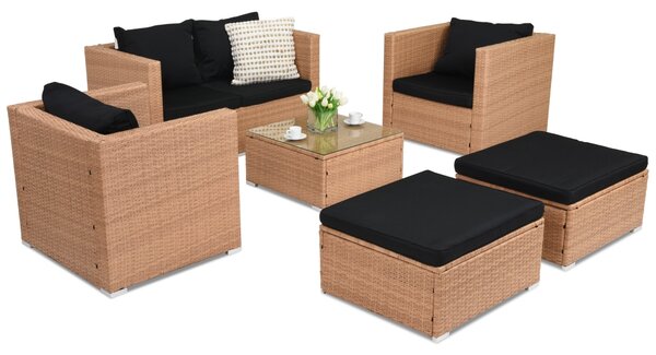 Roma Coffee 4 technorattanový zahradní nábytek + 2 pufy Garden Point medový