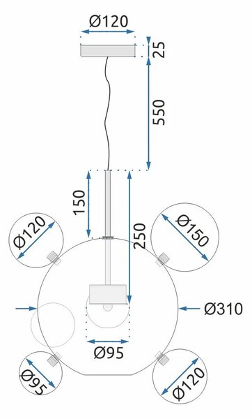 Toolight - LED stropní lampa 5W APP650-CP, zlatá, OSW-08198