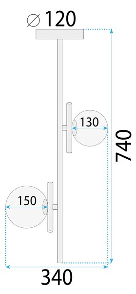 Toolight Toolight, stropní svítidlo 2xG9 APP1666-2CP, zlatá lesklá, OSW-05707