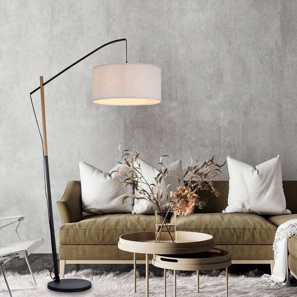 JUST LIGHT. GmbH Zelená stojací lampa Sofie s papírovým stínidlem, Bílá / opál, Obývací pokoj / jídelna, kov, Moderní, stojací lampa