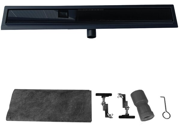BPS-koupelny Sprchový odtokový žlab 2in1 DL01 GLASS HYD-2658 50 cm, černý