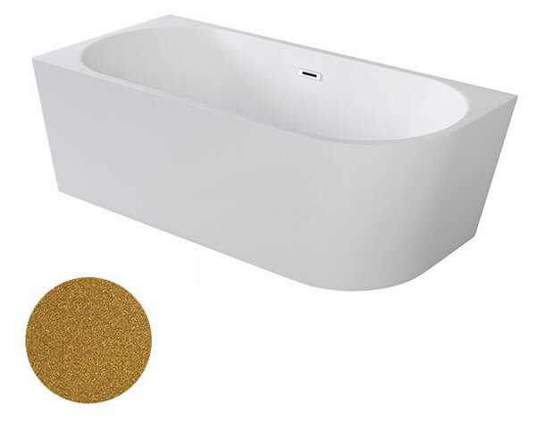 Besco Akrylátová volně stojící rohová vana Zoya Glam Z 150x75 (170x80) bílá/zlatá Rozměry (cm): 170x80, Typ a barva výpustě: Click-Clack s přepadem, grafit, Orientace: Levá