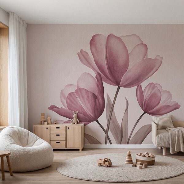 Fototapeta Elegantní tulipány v jemných pastelových odstínech, Květinové fototapety, Populární fototapety, t00762v2 - Tapeko.co.cz