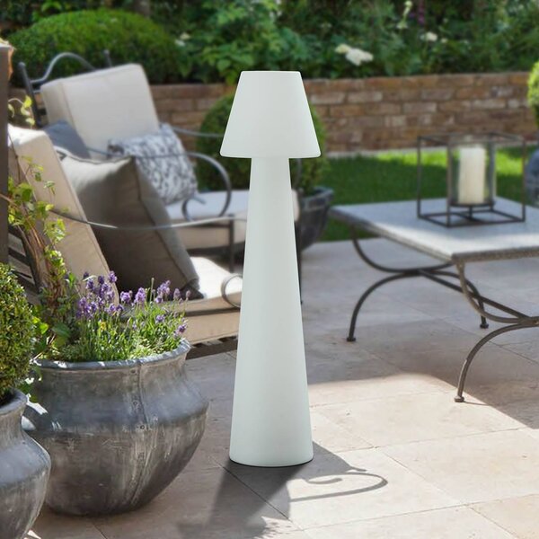 Lucande Terasové svítidlo Gauri, bílé, výška 107 cm, IP65, Bílá / opál, Plast, Moderní