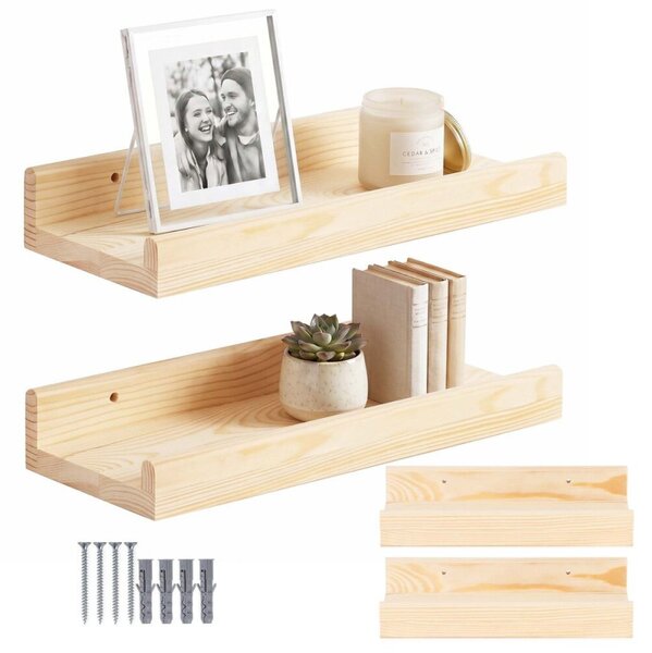 Police na zeď 2ks 30x15 cm SPRINGOS WF0010 přírodní