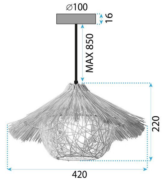 Toolight Natural, stropní závěsné svítidlo 1xE27 APP1636-1CP, přírodní hnědá, OSW-05109