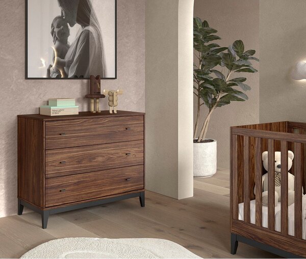 Komoda v dekoru ořechu v tmavě přírodní barvě 100x89x55 cm Ilyas – Vipack