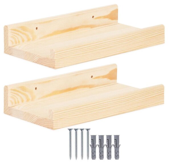 Police na zeď 2ks 30x15 cm SPRINGOS WF0010 přírodní