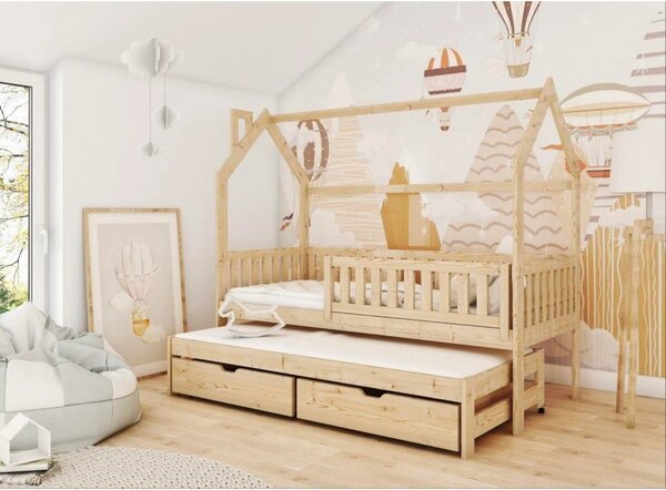 Legno Dětská rozkládací postel Mickey borovice Rozměr (cm): 80x160