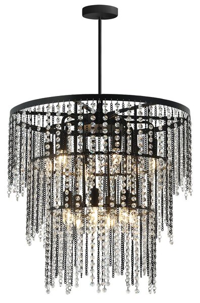 Toolight Toolight, stropní křišťálové svítidlo APP1314-CP Black, černá, OSW-07988