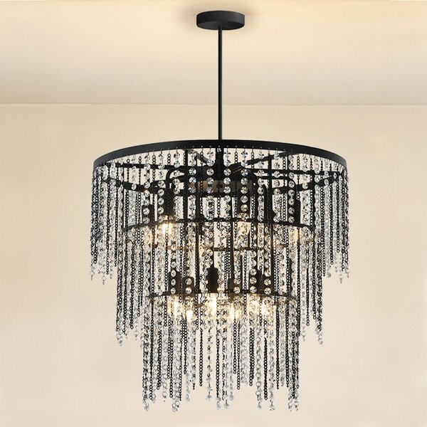 Toolight Toolight, stropní křišťálové svítidlo APP1314-CP Black, černá, OSW-07988